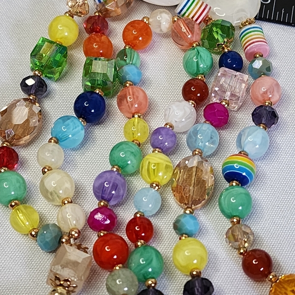 Unique Long Mixed Media Bead Evil Eye  Necklace New - Picture 6 of 9